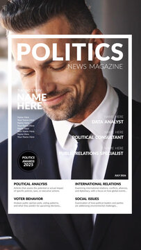 Premium Overlays Magazine Politics Vertical &ndash; Political Editorial Layout Effects, News Magazine Design Elements and Modern Political Overlays for Video Editing