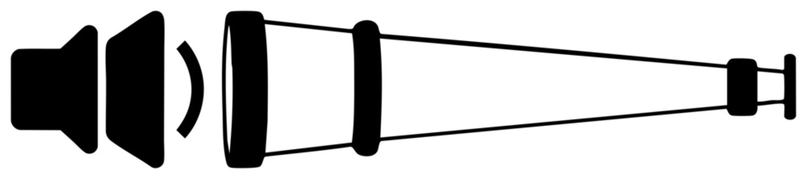 Simple black silhouette of a loudspeaker or box, featuring a blast wave and a tapered cone shape. This driver graphic represents sound output and acoustic volume.