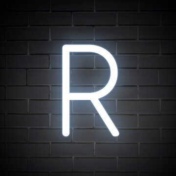 Letter R in white alphabet illustration