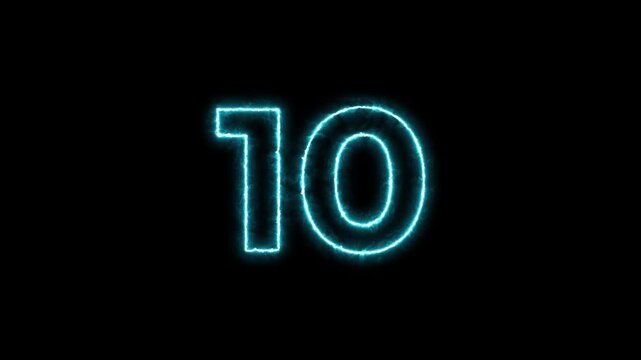15 second futuristic neon countdown timer with electric blue glow on black background
