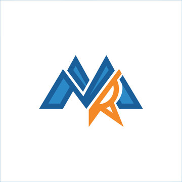 Abstract mountain shaped monogram logo with letters M and R.