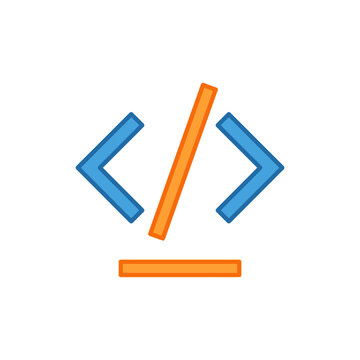 Web development coding closing tag and syntax symbol icon.