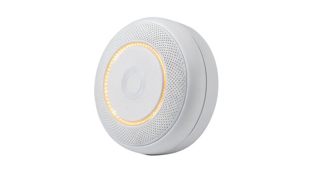 Modern round white led wall lamp minimalistic indoor lighting sconce fixture on transparent background