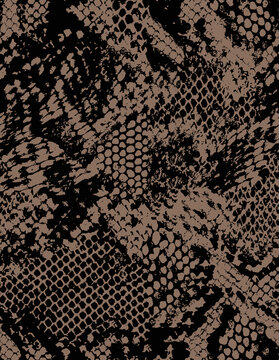 black and brown snake skin seamless pattern design, astract animal skin texture textile on mocha mousse color