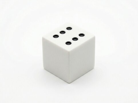 Single white dice with black dots.