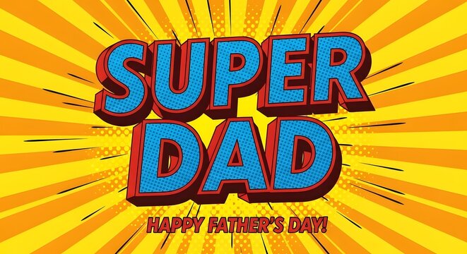 Super dad father's day banner comic book style celebration graphic