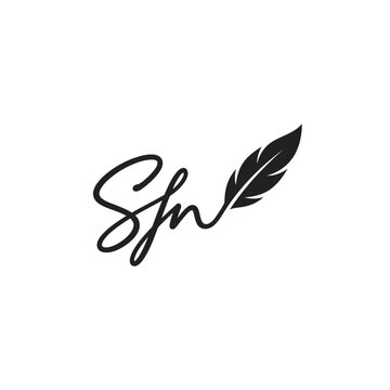 Modern script initial SW logo with black feather.