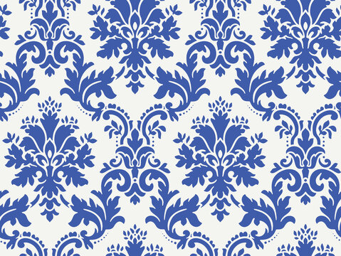 floral seamless pattern design on luminous blue color, vintage texture textile on new color 