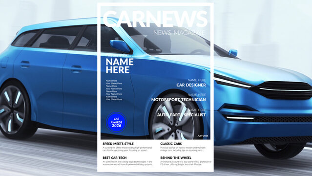 Premium Overlays Magazine Car News &ndash; Automotive Editorial Layout Effects, Vehicle Magazine Design Elements and Modern Auto News Overlays for Video Editing