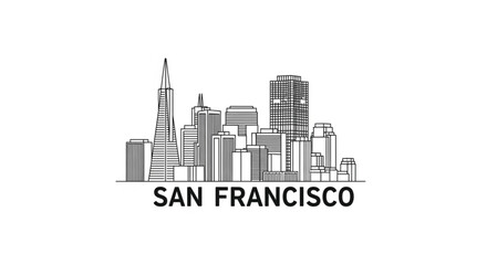 Fototapeta premium San Francisco City Skyline Illustration.