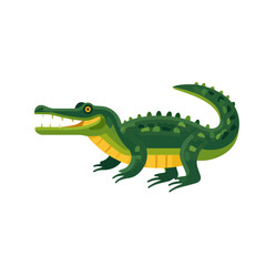 Fototapeta premium Cartoon Alligator with Open Mouth and Sharp Teeth