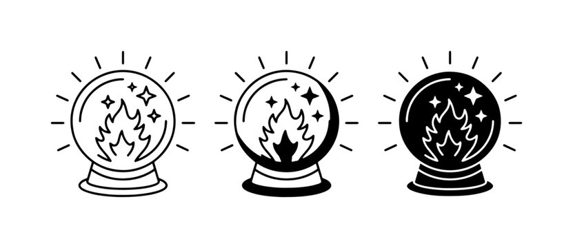 Crystal Ball Icons, Fortune Telling Orb, Mystical Future Vision, Psychic Prediction Symbols