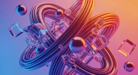 Obraz premium neon colored futuristic technology background