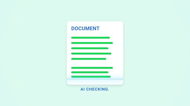 Artificial intelligence scanning document for accuracy and review process animation