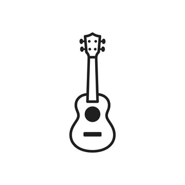 Simple black line art ukulele icon.
