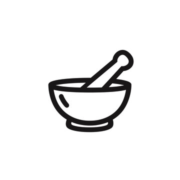 Clean Vector Icon of a Mortar and Pestle for Grinding
