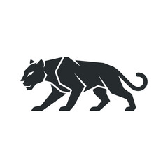 Fototapeta premium Stylized black panther silhouette logo on white background.