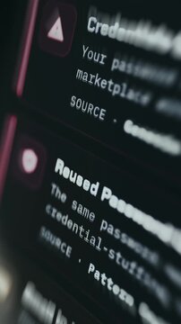 Cybersecurity dashboard showing critical alerts for exposed credentials