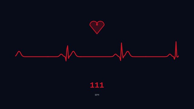 Animated football player heart rate ECG pulse monitor graphic with dynamic waveform