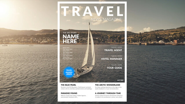 Premium Overlays Magazine Travel &ndash; Travel Editorial Layout Effects, Tourism Magazine Design Elements and Modern Adventure Overlays for Video Editing