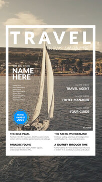 Premium Overlays Magazine Travel Vertical &ndash; Travel Editorial Layout Effects, Tourism Magazine Design Elements and Modern Adventure Overlays for Video Editing