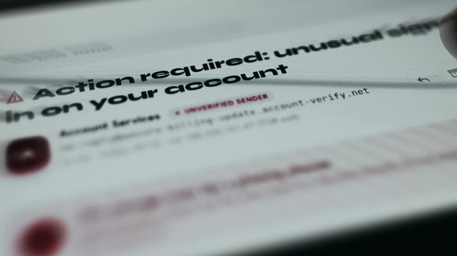 Action required unusual sign-in on your account alert message