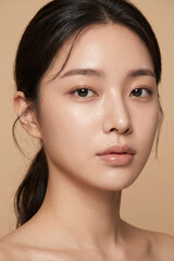Fototapeta premium AI generated beautiful east asian woman cinematic portrait with flawless skin