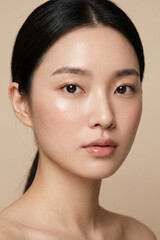 Obraz premium AI generated elegant young asian woman beauty portrait flawless skin