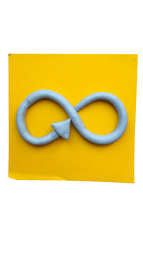 Sustainability Innovation Workshop: Infinity Arrow Symbol on Yellow Paper