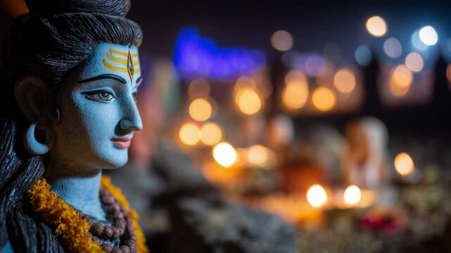 Maha Shivratri celebration with offerings and rituals honoring Lord Shiva during the night in India	