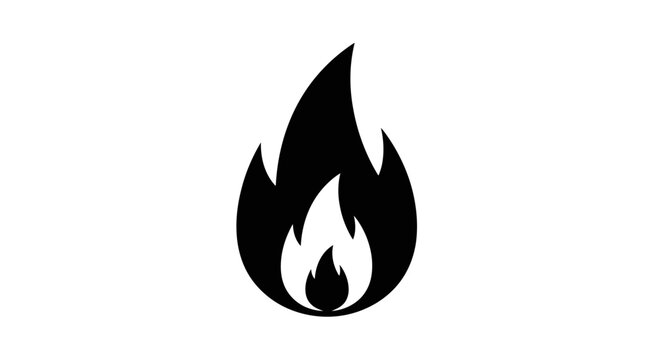 Flame icon represents fire and heat energy within a simple graphic symbol.