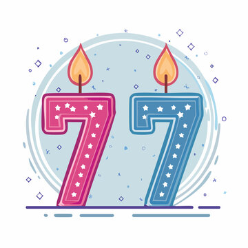 Two Number 7 Candles for 77th Birthday Celebration