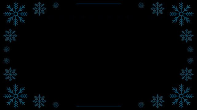 Snowflakes seamless border animation. Snowflakes seamless pattern. Snow border frame. Template for winter design. Transparent background with alpha channel