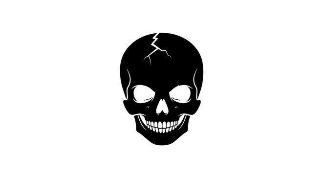 A black skull icon with a crack.