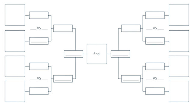 Tournament Brackets Template for Football and Soccer Match Calendar, Competition Scoreboard, and Playoffs Elimination Brackets