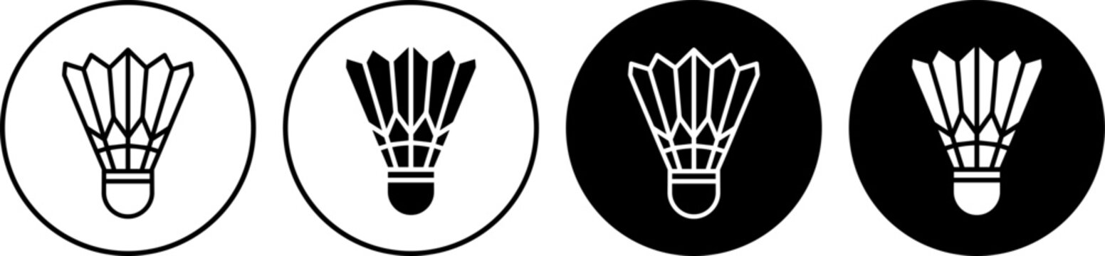 Set of badminton shuttlecock icons in different styles