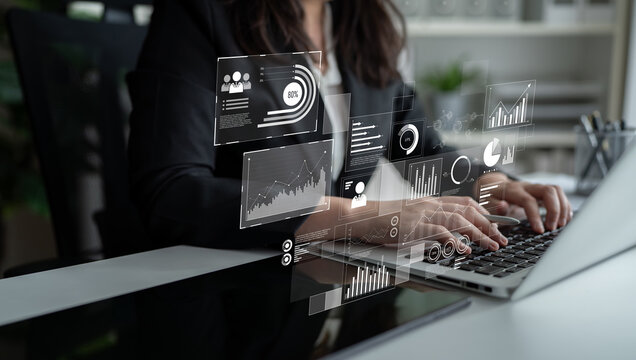Data insights, charts, and analytics help visualize performance. Data drives strategy, analytics enhances growth, and data improves business outcomes through analytics. Latch