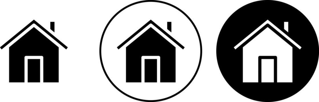 Set of three house icons in different styles