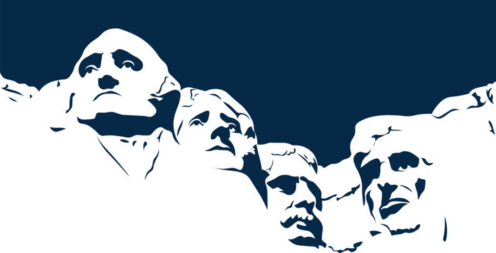 Mount Rushmore National Memorial Vector Illustration USA Landmark Patriotic