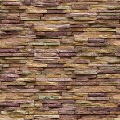 Fototapeta premium Rustic red brick wall texture with weathered surface detail, architectural construction background, vintage masonry design. SEAMLESS PATTERN