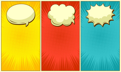 Comic colorful set in three panel with spech bubble set © anggi wibisono