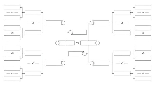 Blank 16 Team Tournament Bracket Template for Football and Soccer Match Schedule