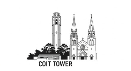 Obraz premium Coit Tower San Francisco Landmark Building.