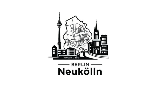 Berlin Neuk?lln City Map Logo Illustration.