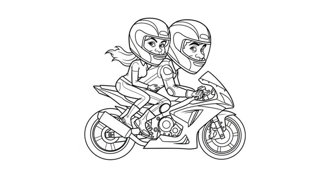 Couple Riding Motorcycle Together Fast.