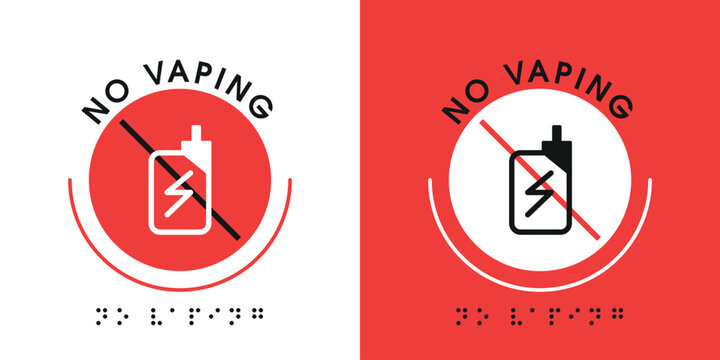No smoking and no vaping forbidden symbol for public areas and property rules, vector illustration.