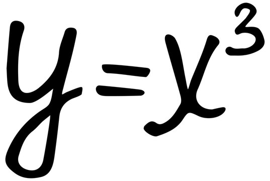 Handwritten math formula of a cubic function on transparent background. Isolated vector equation lettering for high school algebra design