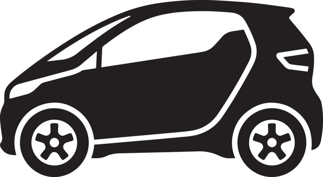 Compact Electric Smart Car Side View Silhouette Eco Friendly Hatchback Vector Illustration