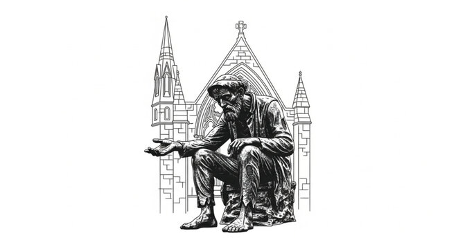 Man sitting and looking down.
