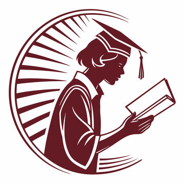 Illustration of a graduate student reading a book with a halo role model vice president